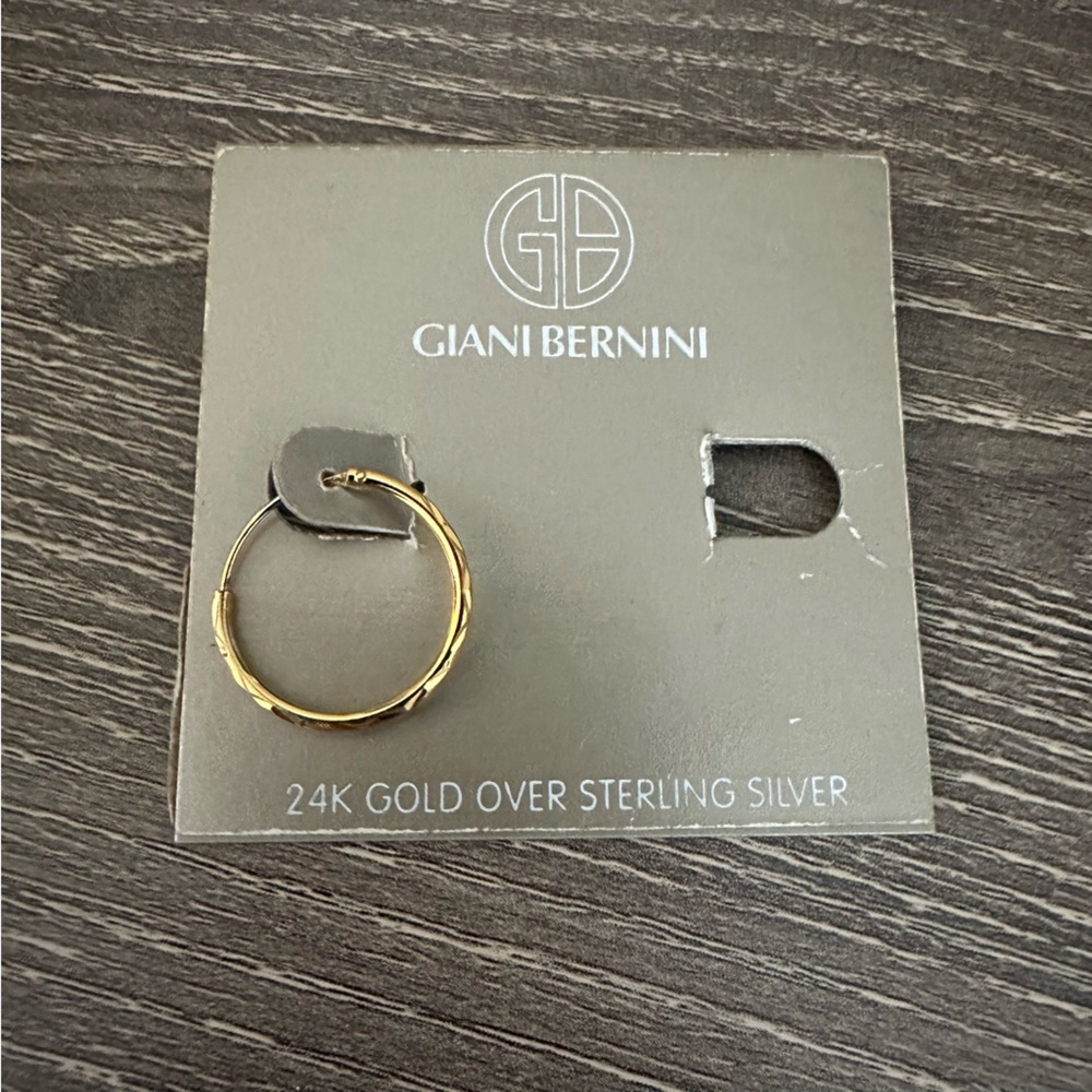 Giani Bernini 24K Gold Sterling Silver 925 Faceted Endless Hoop 20mm